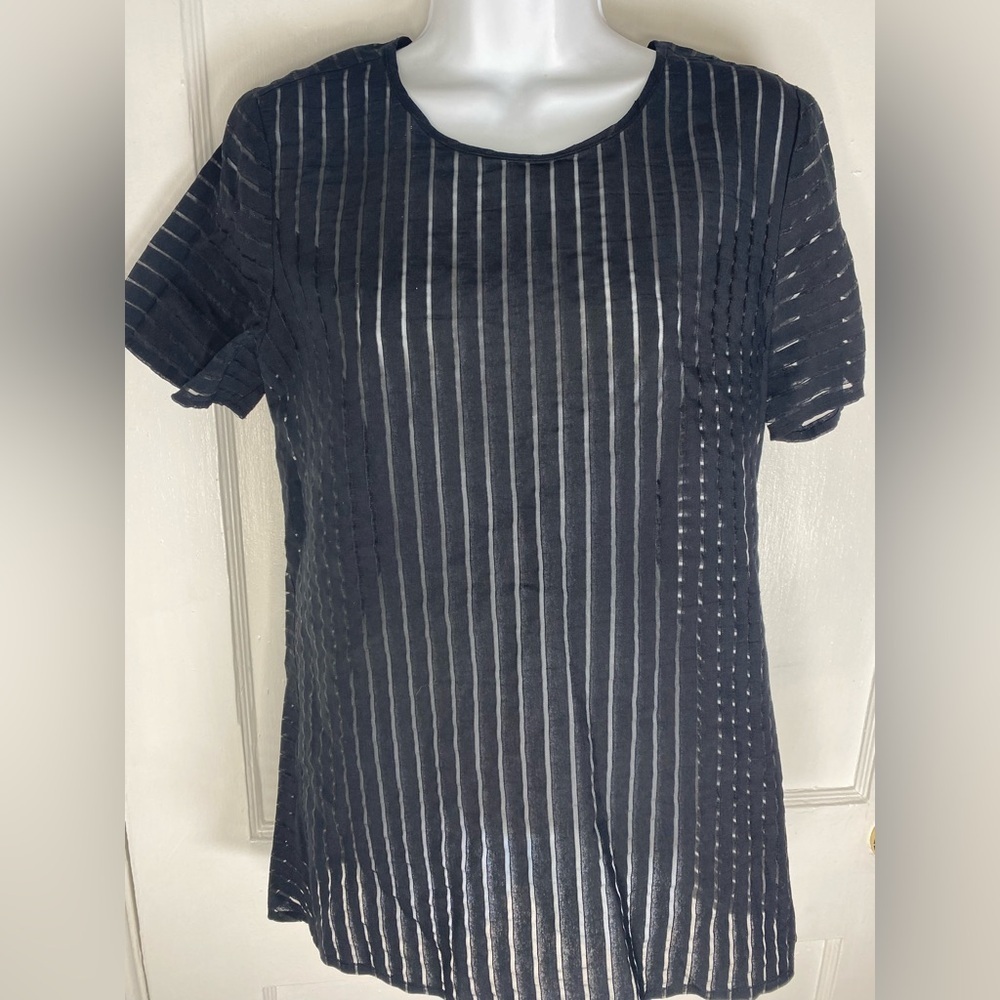 J. Crew Black Sheer Striped Blouse